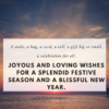 Joyous and loving wishes for a splendid festive season and a blissful New Year.